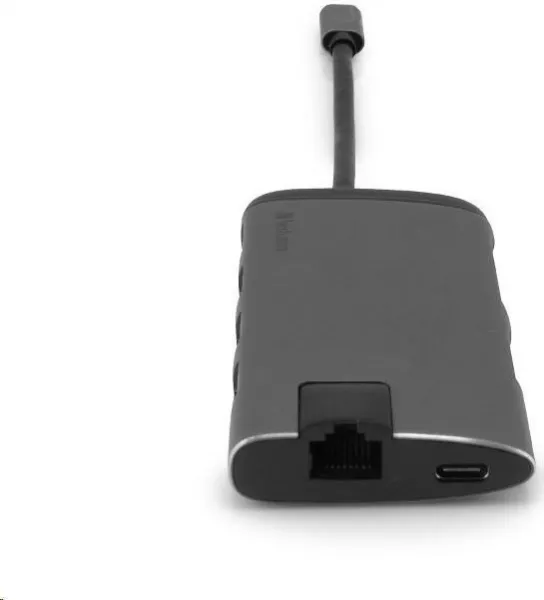 VERBATIM 49142 Multiportový HUB USB-C, 3x USB 3.0, 1x USB-C, HDMI, LAN, SD, microSD, šedý dok