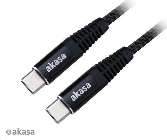 Napájací kábel AKASA Type-C na Type-C, 100 W, 1 m, čierny