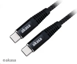 Napájací kábel AKASA Type-C na Type-C, 100 W, 1 m, čierny