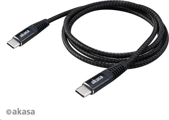 Napájací kábel AKASA Type-C na Type-C, 100 W, 1 m, čierny