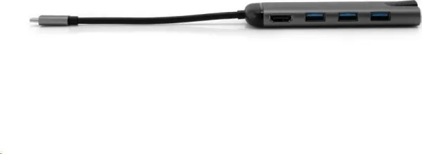 VERBATIM 49142 Multiportový HUB USB-C, 3x USB 3.0, 1x USB-C, HDMI, LAN, SD, microSD, šedý dok
