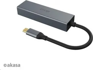 AKASA USB Type-C 4-v-1 rozbočovač s Ethernetom