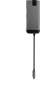 VERBATIM 49142 Multiportový HUB USB-C, 3x USB 3.0, 1x USB-C, HDMI, LAN, SD, microSD, šedý dok