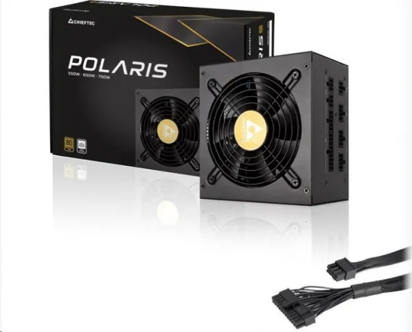Napájací zdroj CHIEFTEC Polaris Series, PPS-650FC, 650W, ATX-12V V.2.4, PS2, 12cm ventilátor, Active PFC, modulárny, 80+ Gold