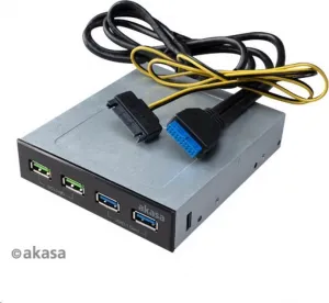 Predný panel AKASA HUB 4 portový nabíjací panel USB s duálnym rýchlym nabíjaním 3.0 a duálnym USB 3.1 prístavy