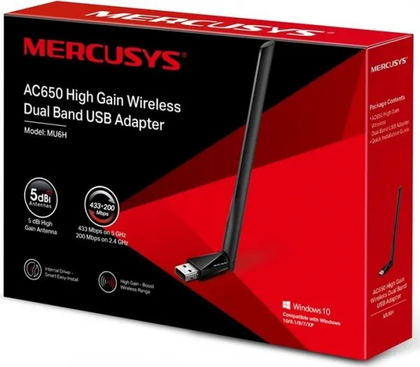 MERCUSYS MU6H WiFi5 USB adapter (AC650,2,4GHz/5GHz,USB2.0)
