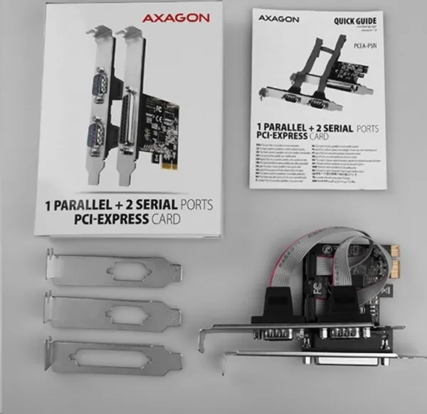 AXAGON PCEA-PSN, PCIe radič - 1x paralelný (LPT) + 2x sériový port (RS232) 250 kbps, vrátane. LP