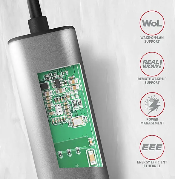 AXAGON ADE-25R, USB-A 3.2 Gen 1-2.5 Gigabitová sieťová karta Ethernet, Realtek 8156, automatická inštalácia, sivá