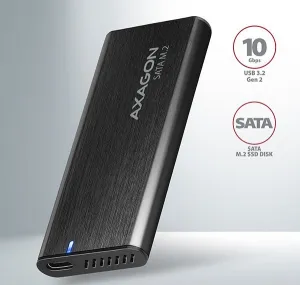 AXAGON EEM2-SBC, USB-C 3.2 Gen 2 - M.2 SATA SSD kovový box RAW, bez skrutiek