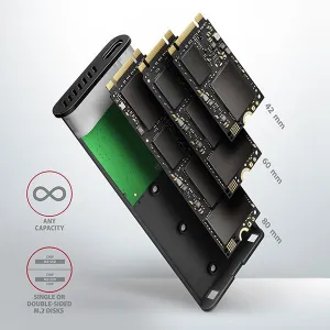 AXAGON EEM2-SBC, USB-C 3.2 Gen 2 - M.2 SATA SSD kovový box RAW, bez skrutiek