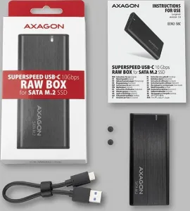 AXAGON EEM2-SBC, USB-C 3.2 Gen 2 - M.2 SATA SSD kovový box RAW, bez skrutiek