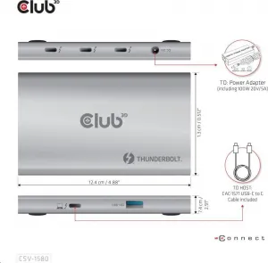 Club 3D Club3D hubThunderbolt 4 Portable 5-in-1 Hub with Smart Power