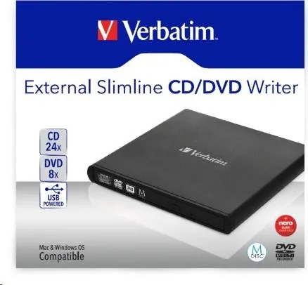 VERBATIM externí mechanika DVD-RW Rewriter USB 2.0 Black + NERO