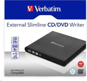 VERBATIM externí mechanika DVD-RW Rewriter USB 2.0 Black + NERO