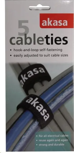 Súprava na viazanie káblov AKASA Tidy Kit 2, 5x uťahovacia páska, suchý zips