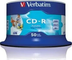 VERBATIM CD-R(50-Pack)Spindle/Inkjet Printable/52x/700MB / Non ID Branded