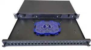 OEM Optická vana výsuvná 1U, 24x SC simplex (24x LC duplex, 24x E2000) s kazetou OPTRONIC pro 24 svárů, černá