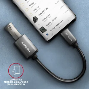 AXAGON RUCM-AFAC, káblová redukcia USB-C (M)  USB-A (F), 20cm, USB 3.2 Gen 1, 3A, ALU