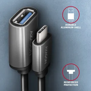 AXAGON RUCM-AFAC, káblová redukcia USB-C (M)  USB-A (F), 20cm, USB 3.2 Gen 1, 3A, ALU