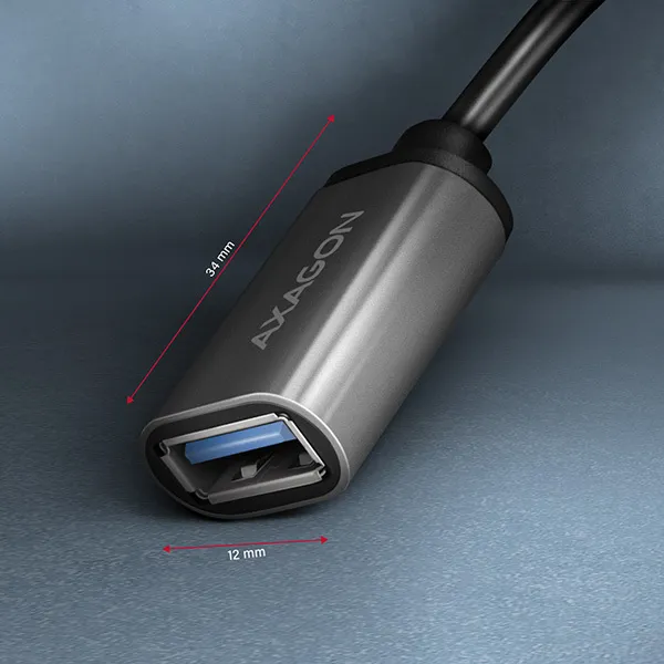 AXAGON RUCM-AFAC, káblová redukcia USB-C (M)  USB-A (F), 20cm, USB 3.2 Gen 1, 3A, ALU