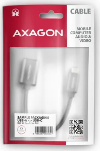 AXAGON RUCM-AFAC, káblová redukcia USB-C (M)  USB-A (F), 20cm, USB 3.2 Gen 1, 3A, ALU