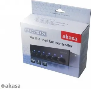 Ústredňa AKASA FC.Šesť až päť.25" pozícia, 6x FAN, čierny hliník