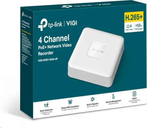 TP-Link VIGI NVR1104H-4P, videorekordér, 4 channels, 4xPoE, 1x100Mb/s LAN, 1xVGA,1xHDMI,2xUSB2.0
