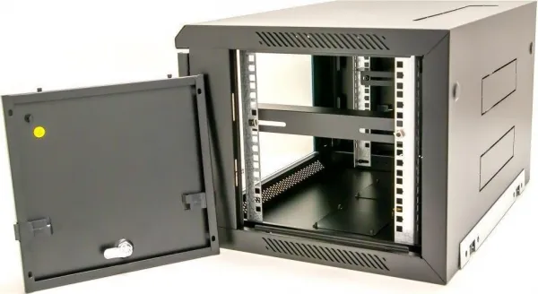 XtendLan 19" nástěnný rozvaděč 6U 600x450, nosnost 60 kg, skleněné dveře, svařovaný, černý