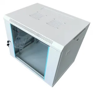 XtendLan 19" nástěnný rozvaděč 12U 600x450, nosnost 60 kg, skleněné dveře, svařovaný, šedý