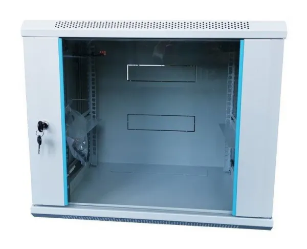 XtendLan 19" nástěnný rozvaděč 12U 600x450, nosnost 60 kg, skleněné dveře, svařovaný, šedý