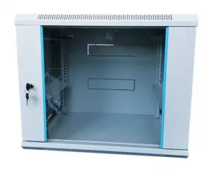 XtendLan 19" nástěnný rozvaděč 12U 600x450, nosnost 60 kg, skleněné dveře, svařovaný, šedý