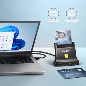AXAGON CRE-SM4N, USB-A StandReader čítačka kontaktných kariet ID card (eID klient), kábel 1,3 m