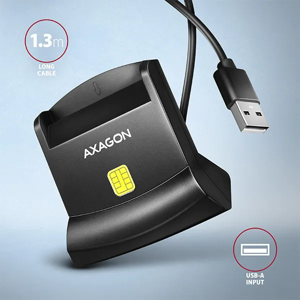 AXAGON CRE-SM4N, USB-A StandReader čítačka kontaktných kariet ID card (eID klient), kábel 1,3 m