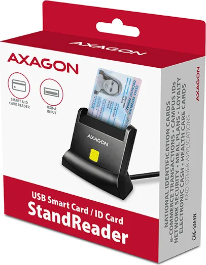 AXAGON CRE-SM4N, USB-A StandReader čítačka kontaktných kariet ID card (eID klient), kábel 1,3 m