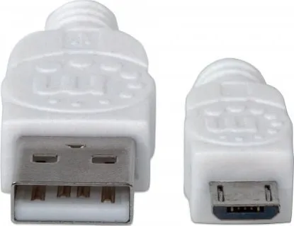 MANHATTAN Pripojovací kábel USB 2.0 A samec / Micro-B samec, 1.8 m, biela