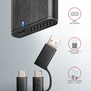 AXAGON EEM2-SB2, USB-C 3.2 Gen 2 - M.2 NVMe a SATA SSD kovový RAW box, bez skrutiek, čierny