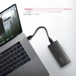 AXAGON EEM2-SB2, USB-C 3.2 Gen 2 - M.2 NVMe a SATA SSD kovový RAW box, bez skrutiek, čierny
