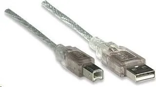 MANHATTAN USB kábel 2.0 Kábel A-B 3 m (strieborný)