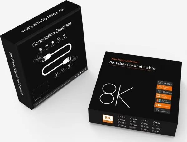 PremiumCord Ultra High Speed HDMI 2.1 optický fiber kabel 8K@60Hz,zlacené 20m