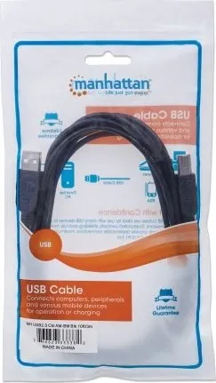 MANHATTAN USB kábel 2.0 Kábel A-B 3 m, čierny