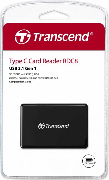 Čítačka kariet TRANSCEND RDC8K2, USB 3.1 Multifunkčná čítačka kariet Gen1 All-in-1, typ C
