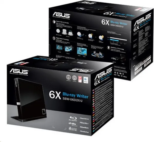 ASUS External Slim BD Writer SBW-06D2X-U BLACK, USB 3.1, Blu-ray