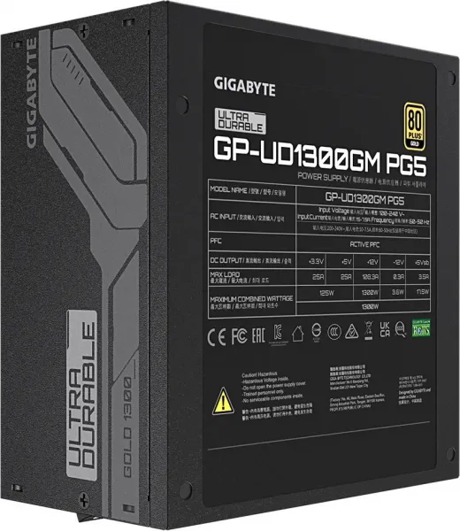 Napájací zdroj GIGABYTE UD1000GM PG5, 1000W, 80+ Gold, 120mm ventilátor
