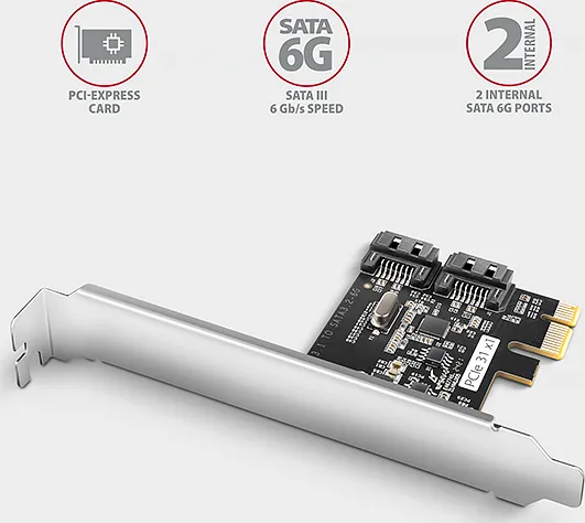 AXAGON PCES-SJ2, PCIe řadič - 2x interní SATA 6G port, JMB582, SP & LP