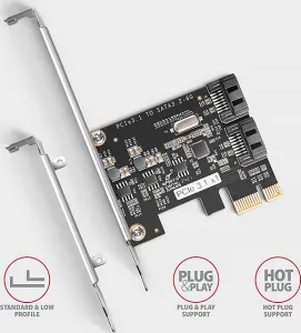 AXAGON PCES-SJ2, PCIe řadič - 2x interní SATA 6G port, JMB582, SP & LP