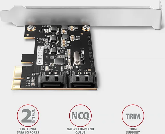 AXAGON PCES-SJ2, PCIe řadič - 2x interní SATA 6G port, JMB582, SP & LP