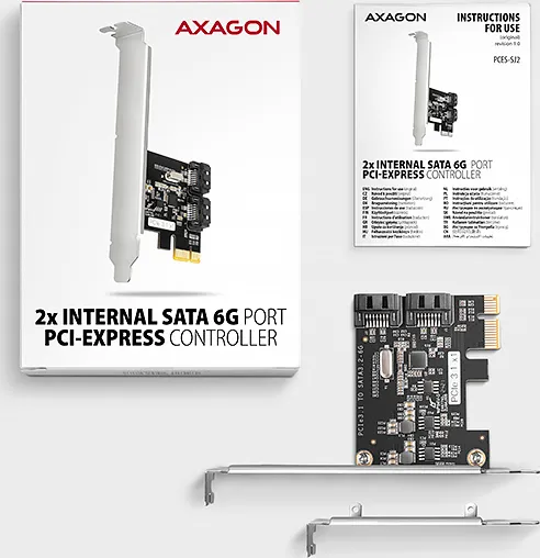 AXAGON PCES-SJ2, PCIe řadič - 2x interní SATA 6G port, JMB582, SP & LP