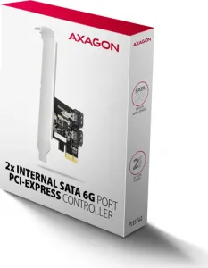 AXAGON PCES-SJ2, PCIe řadič - 2x interní SATA 6G port, JMB582, SP & LP