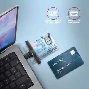 AXAGON CRE-SMPC, USB-C PocketReader čítačka kontaktných kariet ID card (eID klient)