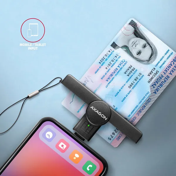 AXAGON CRE-SMPC, USB-C PocketReader čítačka kontaktných kariet ID card (eID klient)